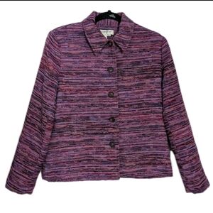 Coldwater Creek Petite Small PS Knit Lined Jacket Purple Pink Button Front Artsy